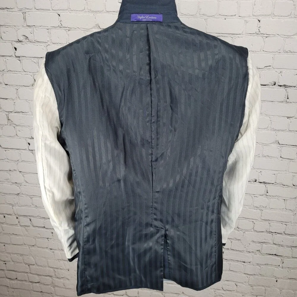 Figlio Lontano Navy 2 Button Single Vented Notch Blazer Sport Coat Size 40R